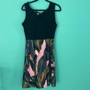 Moyabo Womens Sleeveless V Neck Criss Cross Midi Flared Tank Dress with Pockets